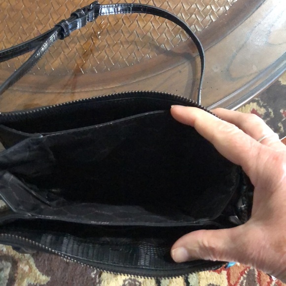 Black Croc-Embossed Crossbody Bag with Scarf Accent - Picture 3 of 3